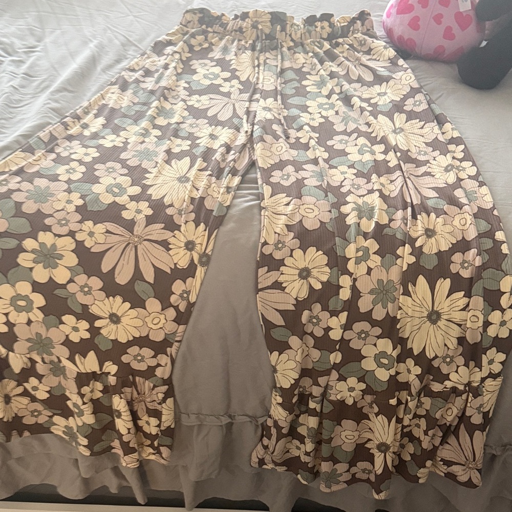 Three Bird Nest Floral pant with Cream and Brown